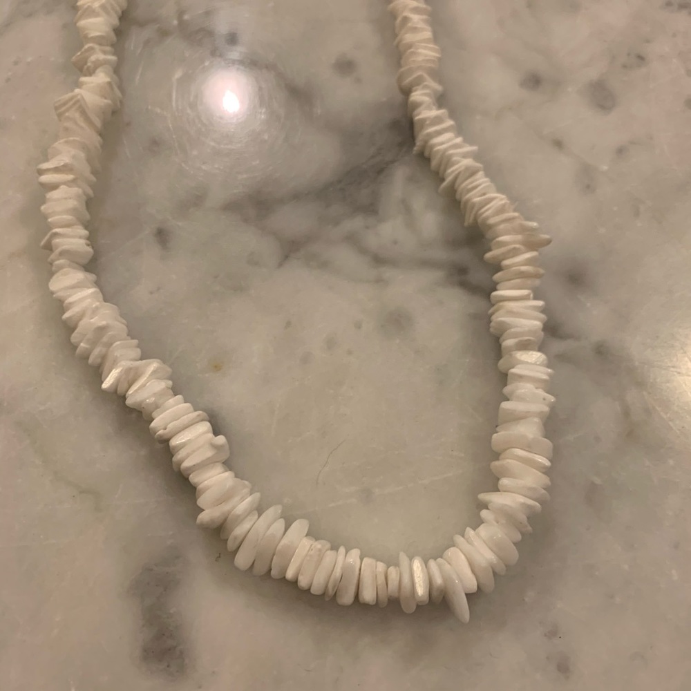 Vintage White Square Stone Long Necklace